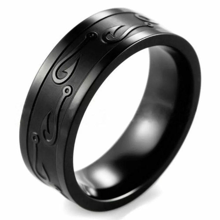 Fish Hook Black Ring